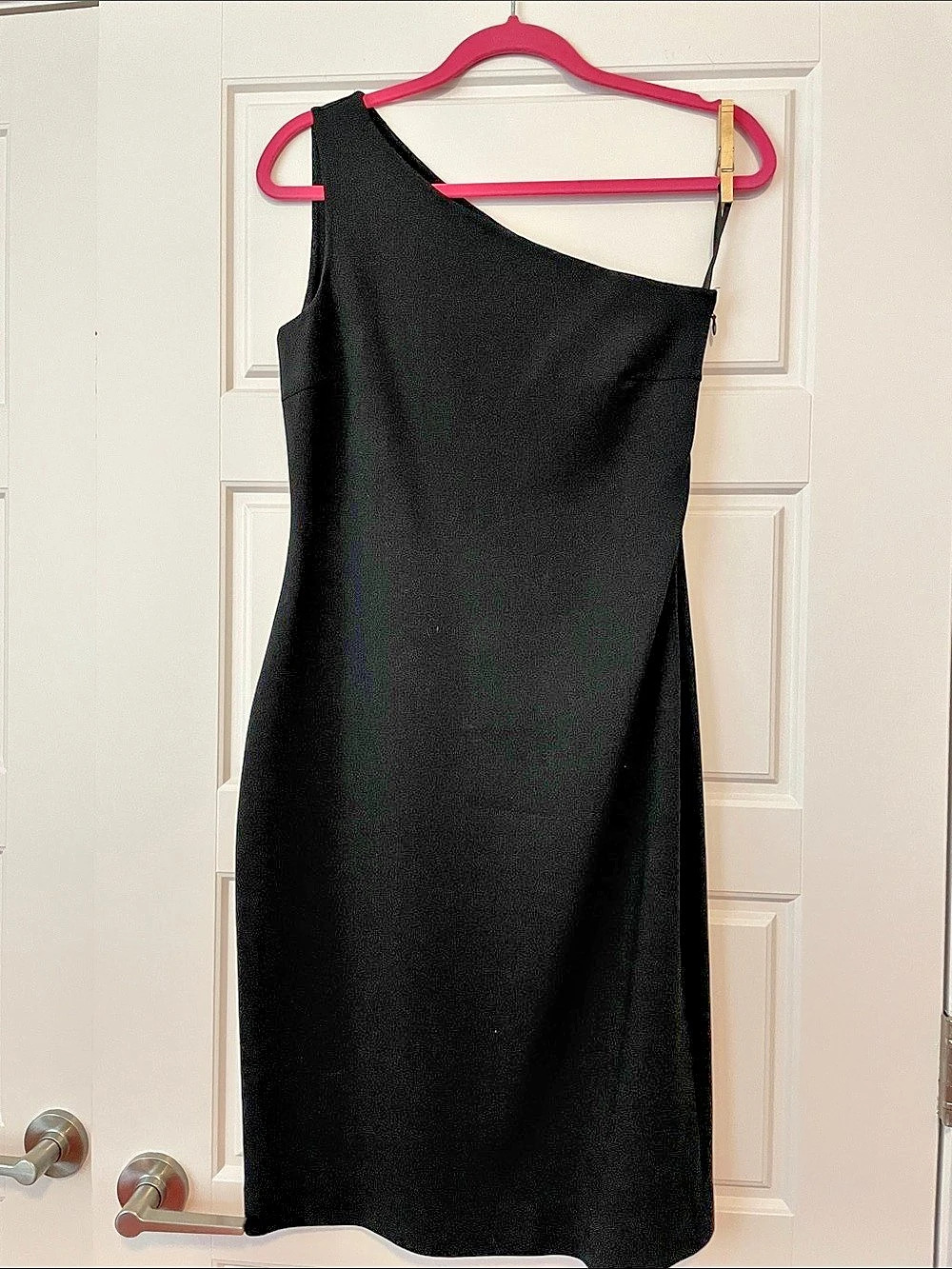 Michael Kors One-Shoulder Wool Midi Dress in Black Size 8